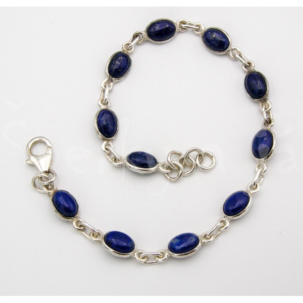 Stříbrný náramek lapis lazuli ovál Náramky