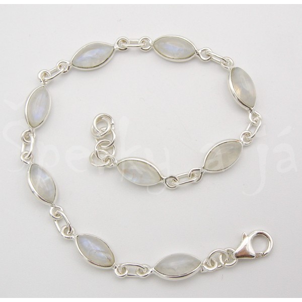 Stříbrný náramek měsíční kámen šiška Náramky