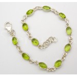 Stříbrný náramek olivín ovál Náramky