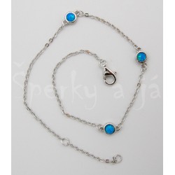 Stříbrný náramek opál kulatý  