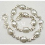Stříbrný náramek perla ovál Náramky