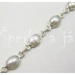 Stříbrný náramek perla ovál Náramky
