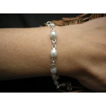 Stříbrný náramek perla ovál Náramky