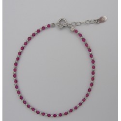 Stříbrný náramek rubín kulička fasetovaná 2 mm Náramky
