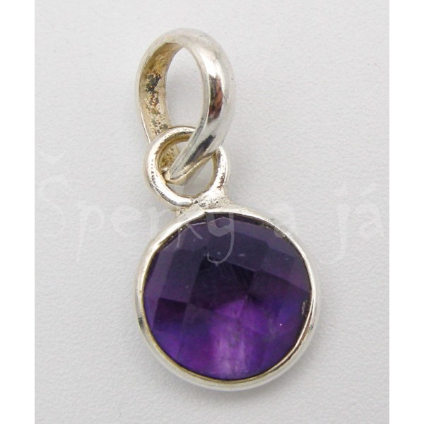 Stříbrný přívěšek ametyst kulatý | SPERKYAJA.CZ