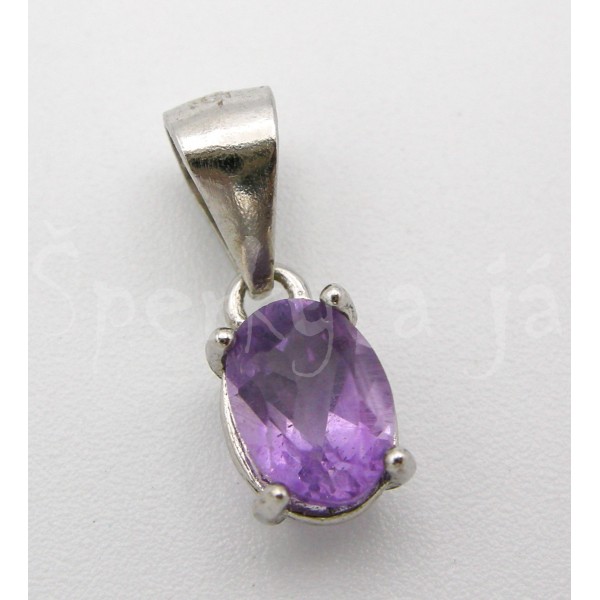 Stříbrný přívěšek ametyst  ovál | SPERKYAJA.CZ