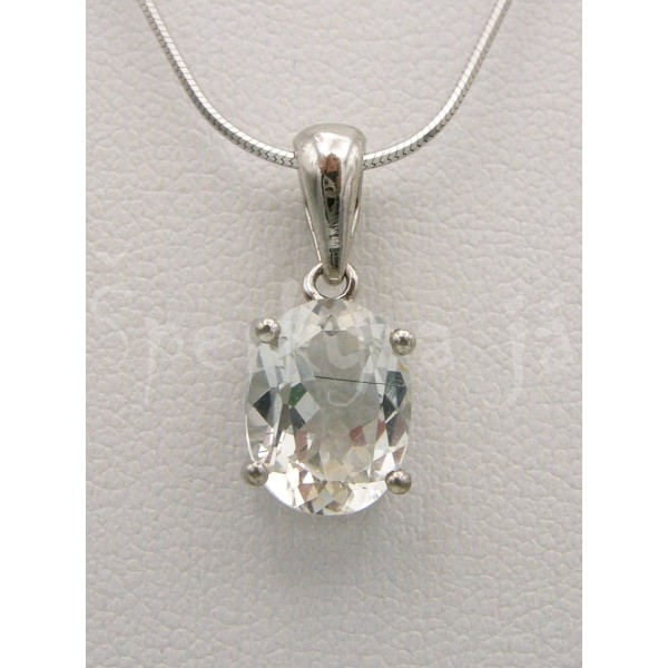 Stříbrný přívěsek bílý topaz ovál Soupravy šperků Stříbrný přívěsek bílý topaz ovál Soupravy šperků