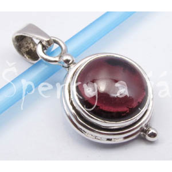 Stříbrný přívěšek granát kulatý  | SPERKYAJA.CZ