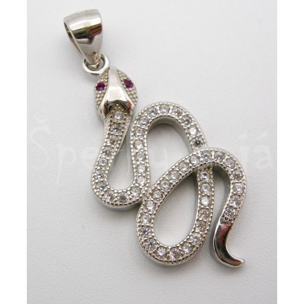 Stříbrný přívěšek had zirkony  | SPERKYAJA.CZ