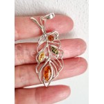Stříbrný přívěšek jantar trikolor list Přívěšky
