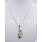 Stříbrný přívěšek jantar trikolor list Přívěšky