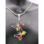 Stříbrný přívěšek jantar trikolor motýli Přívěšky