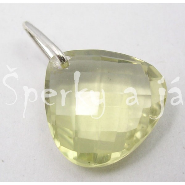 Stříbrný přívěšek lemon citrín široká kapka Přívěšky