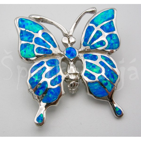 Stříbrný přívěšek motýl opál Přívěšky