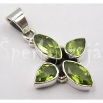 Stříbrný přívěšek olivín čtyřlístek | SPERKYAJA.CZ