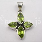 Stříbrný přívěšek olivín čtyřlístek | SPERKYAJA.CZ