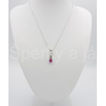 Stříbrný přívěšek rubín a zirkony dlouhý Přívěšky