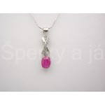 Stříbrný přívěšek rubín a zirkony dlouhý Přívěšky