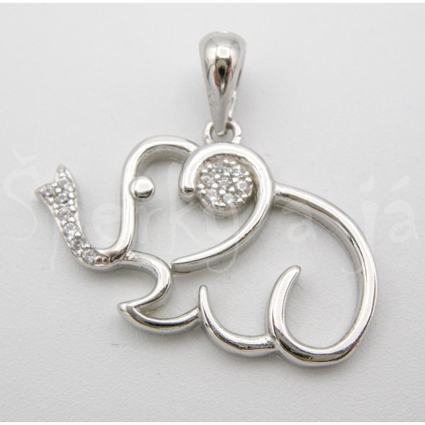 Stříbrný přívěšek slon zirkony  Přívěšky