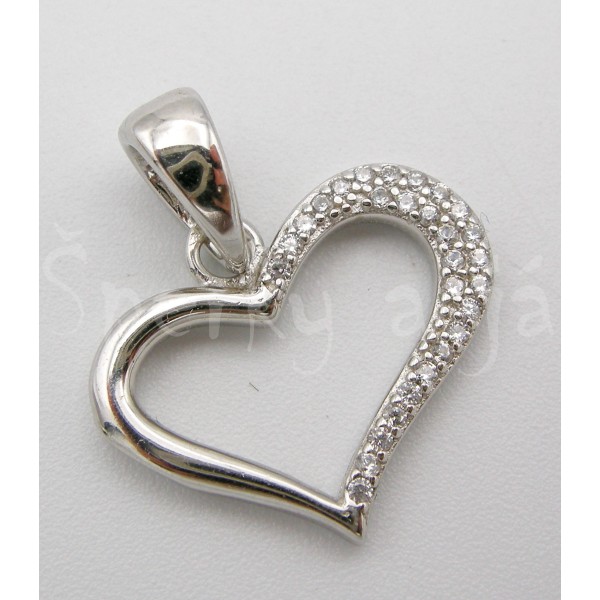 Stříbrný přívěšek srdce zirkony  | SPERKYAJA.CZ
