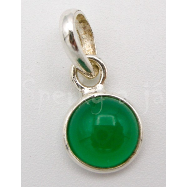 Stříbrný přívěšek zelený onyx kulatý Přívěšky
