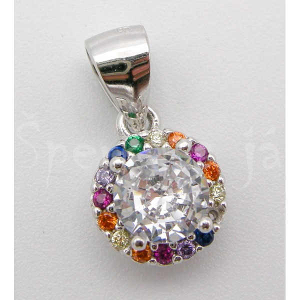 Stříbrný přívěšek zirkony kulatý | SPERKYAJA.CZ
