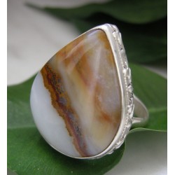 Stříbrný prsten achát kapka Prsteny