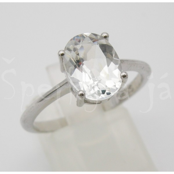 Stříbrný prsten bílý topaz ovál Prsteny Stříbrný prsten bílý topaz ovál Prsteny