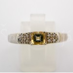 Stříbrný prsten citrín a zirkony obdélník Prsteny