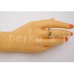 Stříbrný prsten citrín a zirkony obdélník Prsteny