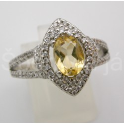 Stříbrný prsten citrín a zirkony šiška Prsteny