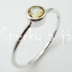 Stříbrný prsten citrín kulatý Prsteny