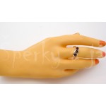 Stříbrný prsten jantar kulatý vlnka Prsteny