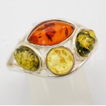 Stříbrný prsten jantar trikolor  Prsteny