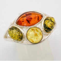 Stříbrný prsten jantar trikolor  Prsteny