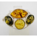 Stříbrný prsten jantar trikolor  Prsteny