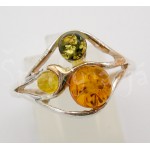 Stříbrný prsten jantar trikolor  Prsteny