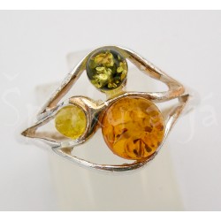 Stříbrný prsten jantar trikolor  Prsteny