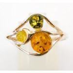 Stříbrný prsten jantar trikolor  Prsteny