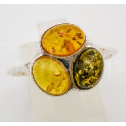 Stříbrný prsten jantar trikolor  Prsteny