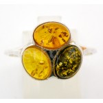 Stříbrný prsten jantar trikolor  Prsteny