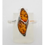 Stříbrný prsten jantar kulatý vlnka Prsteny