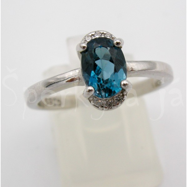 Stříbrný prsten london topaz Prsteny