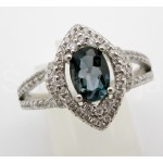 Stříbrný prsten London topaz a zirkony šiška | SPERKYAJA.CZ