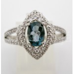 Stříbrný prsten London topaz a zirkony šiška | SPERKYAJA.CZ