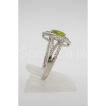 Stříbrný prsten olivín a zirkony šiška | SPERKYAJA.CZ