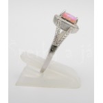 Stříbrný prsten opál a zirkony obdélník | SPERKYAJA.CZ