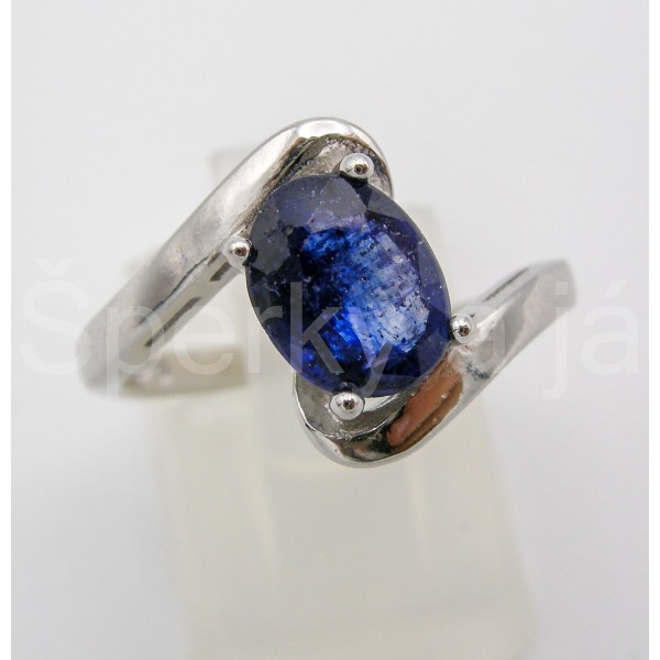 Stříbrný prsten safír vlnka Prsteny