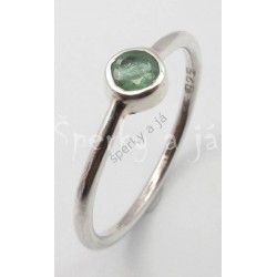 Stříbrný prsten smaragd kulatý Prsteny