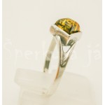 Stříbrný prsten zelený jantar čtverec Prsteny